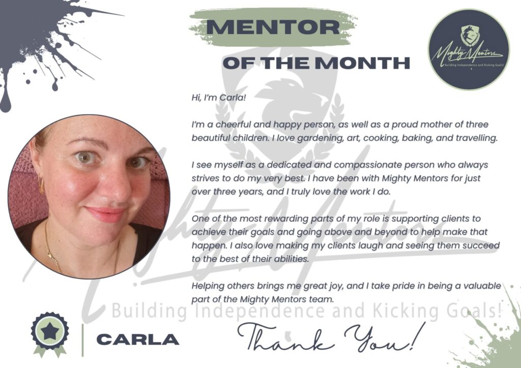 NDIS DisabilIty Services_Mighty Mentors_Mentor of the Month